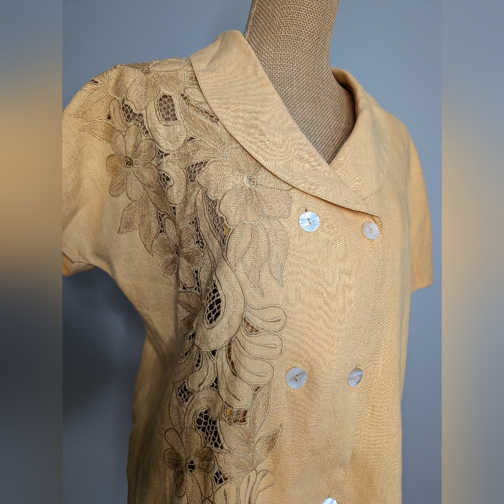 Vintage mustard yellow ramie blouse
